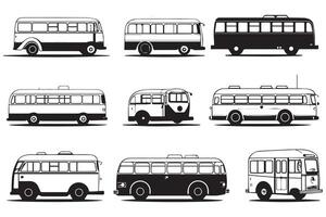 buss ikoner uppsättning på vit bakgrund vektor