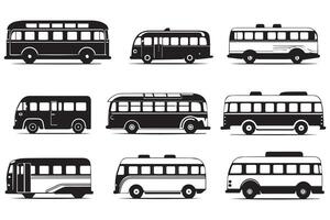 buss ikoner uppsättning på vit bakgrund vektor