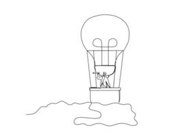 kontinuierlich Single einer Zeichnung Geschäftsmann suchen durch Fernglas beim fliegend Scheinwerfer. Geschäft Wachstum Strategie Konzept. Design Illustration vektor