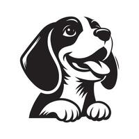 Beagle Logo - - ein spielerisch Beagle Gesicht Illustration im schwarz und Weiß vektor