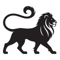 lejon silhuett - lejon gående illustration på en vit bakgrund vektor