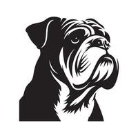 ein Regal Bulldogge Gesicht illustriert im schwarz und Weiß vektor