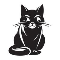 katt - en lömsk katt illustration i svart och vit vektor