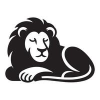 lejon - lugna lejon illustration i svart och vit vektor