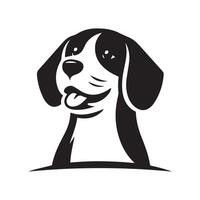 beagle hund - en nådig beagle hund ansikte illustration i svart och vit vektor