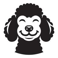 pudel hund - en innehåll pudel hund ansikte illustration i svart och vit vektor