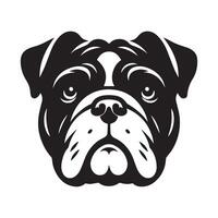 hund silhuett - en skyddande bulldogg ansikte illustration på en vit bakgrund vektor