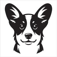 Hund Logo - - ein Pembroke Walisisch Corgi neugierig Gesicht Illustration im schwarz und Weiß vektor