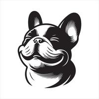 hund ansikte ClipArt - en lycksalig franska bulldogg ansikte illustration vektor