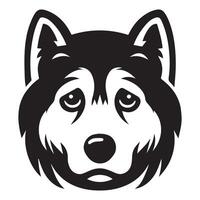 hund - en sibirisk hes hund melankolisk ansikte illustration i svart och vit vektor