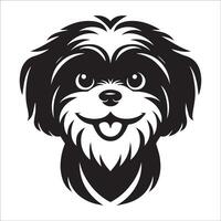 Hund Logo - - ein shih tzu Hund glücklich Gesicht Illustration im schwarz und Weiß vektor