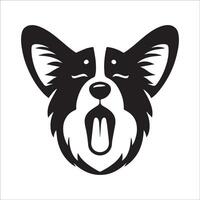 Hund Logo - - ein Pembroke Walisisch Corgi schläfrig Gesicht Illustration im schwarz und Weiß vektor