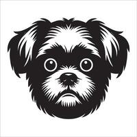 Druckerei Logo - - ein shih tzu Hund verwirrt Gesicht Illustration im schwarz und Weiß vektor