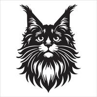 illustration av förbryllad maine Coon katt logotyp begrepp design vektor