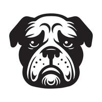 Bulldogge - - ein traurig Bulldogge Gesicht Illustration im schwarz und Weiß vektor