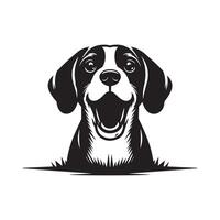 Beagle Hund - - ein energisch Beagle Hund Gesicht Illustration im schwarz und Weiß vektor