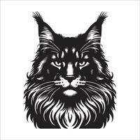 katt - akter maine Coon katt ansikte illustration logotyp begrepp design vektor