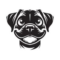 boxare hund - en boxare hund busig ansikte illustration i svart och vit vektor
