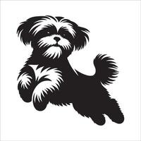 ein shih tzu Hund Springen Illustration im schwarz und Weiß vektor