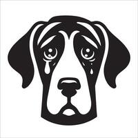 großartig Däne Hund - - ein großartig Däne traurig Gesicht Illustration im schwarz und Weiß vektor