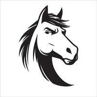 häst ansikte konst - skeptisk häst ansikte illustration i svart och vit vektor