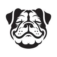 Illustration von ein Inhalt Bulldogge Gesicht im schwarz und Weiß vektor