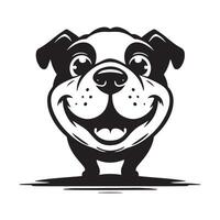en defensiv bulldogg ansikte illustrerade i svart och vit vektor