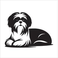 ein shih tzu Hund Sitzung Illustration im schwarz und Weiß vektor