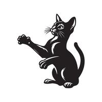 ein spielerisch Abessinier Katze Illustration im schwarz und Weiß vektor