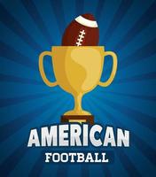 Poster von American Football mit Cup-Trophäe und Ball vektor