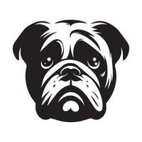 Bulldogge - - ein melancholisch Bulldogge Gesicht Illustration im schwarz und Weiß vektor