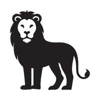 lejon - en stående lejon illustration i svart och vit vektor