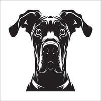 großartig Däne Hund - - ein großartig Däne ängstlich Gesicht Illustration im schwarz und Weiß vektor