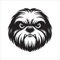 ein shih tzu Hund Teufel Gesicht Illustration im schwarz und Weiß vektor