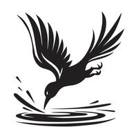 svart och vit fågel matning illustration vektor