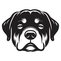 Rottweiler Hund Logo - - ein schläfrig Rottweiler Hund Gesicht Illustration im schwarz und Weiß vektor