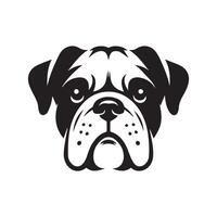 Bulldogge - - ein verträumt Bulldogge Gesicht Illustration im schwarz und Weiß vektor