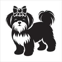 Illustration von ein süß shih tzu Hund Stehen im schwarz und Weiß vektor