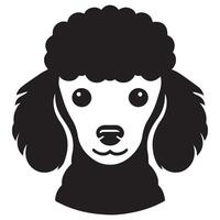 pudel hund - en kärleksfull pudel hund ansikte illustration i svart och vit vektor