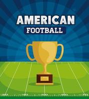 Poster von American Football mit Cup-Trophäe im Feld vektor