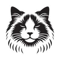 ragdoll katt - lugn ragdoll katt illustration i svart och vit vektor