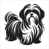 illustration av en söt shih tzu hund stående i svart och vit vektor