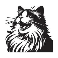 schwarz und Weiß froh Ragdoll Katze Gesicht Illustration vektor
