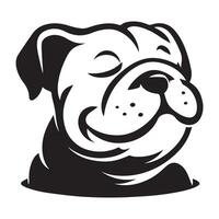 ein glückselig Bulldogge Gesicht illustriert im schwarz und Weiß vektor
