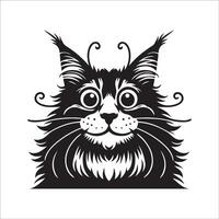 katt ClipArt - humoristisk maine Coon katt ansikte illustration på en vit bakgrund vektor