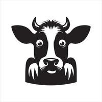 Kuh Kopf Clip Art - - schwarz und Weiß ein erschrocken Kuh Gesicht Illustration vektor