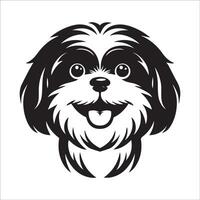 Hund Logo - - ein shih tzu Hund froh Gesicht Illustration im schwarz und Weiß vektor