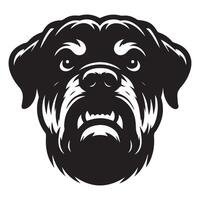 Rottweiler Hund - - ein wütend Rottweiler Hund Gesicht Illustration im schwarz und Weiß vektor