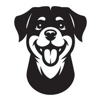 Rottweiler Hund Logo - - ein heiter Rottweiler Hund Gesicht Illustration im schwarz und Weiß vektor