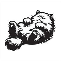 illustration av en fluffig persisk katt liggande logotyp begrepp design vektor